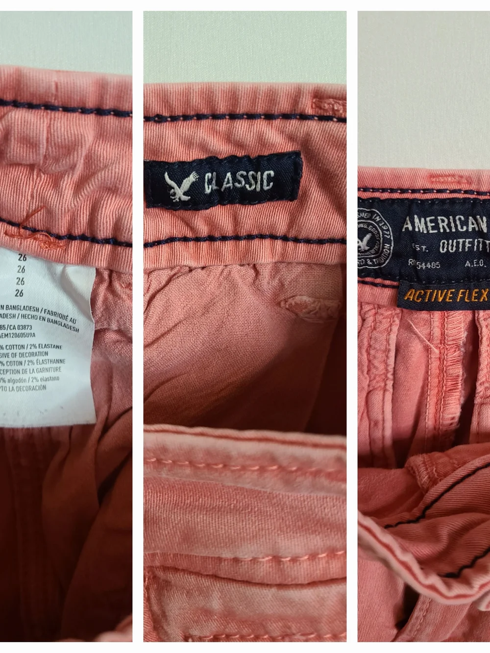 Lot of 3 American Eagle Men’s Chino Shorts Size 26 Salmon & Gray